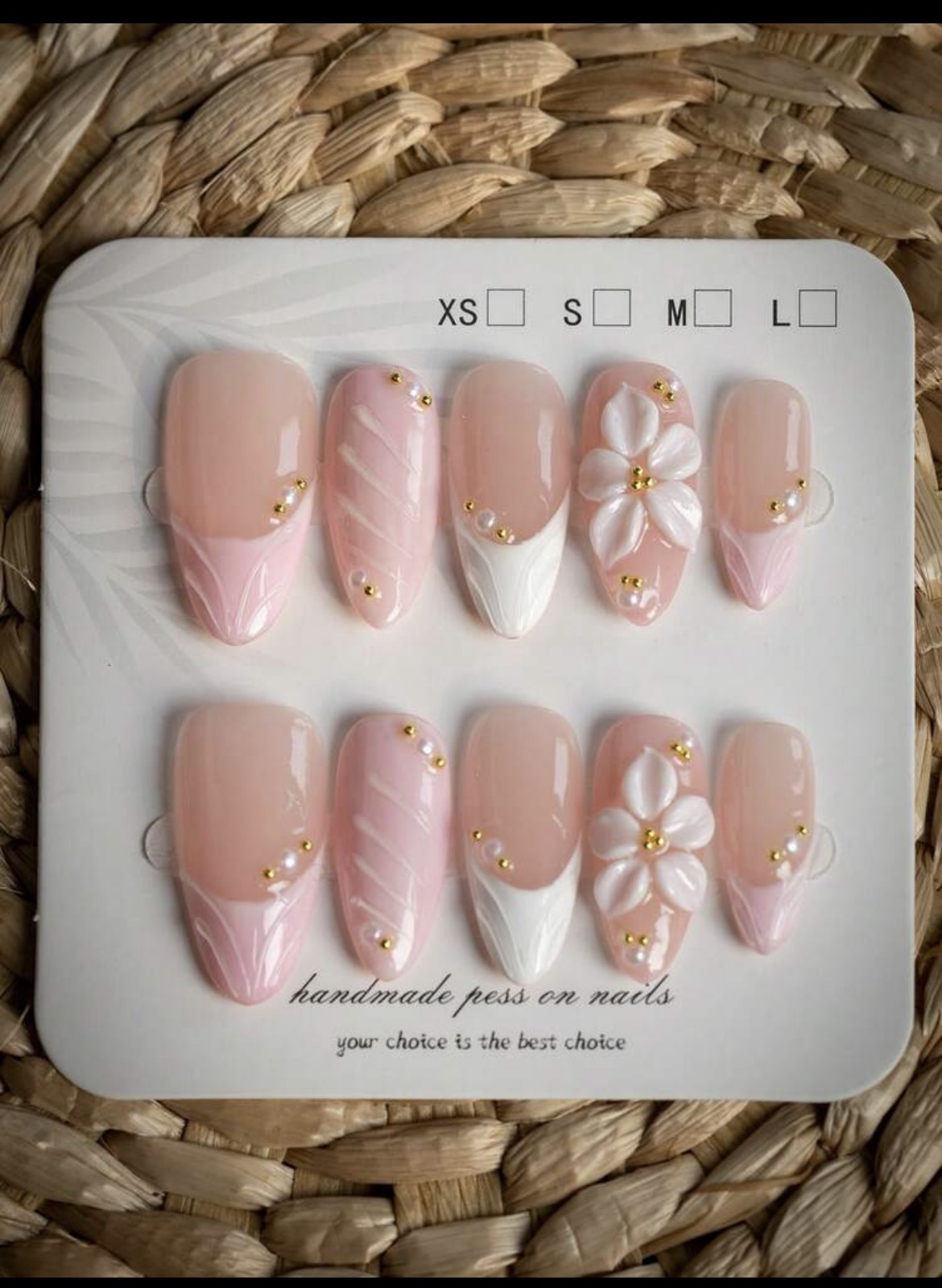 Nail Art Flower - 10 قطع من الأظافر الاصطناعية المصنوعة