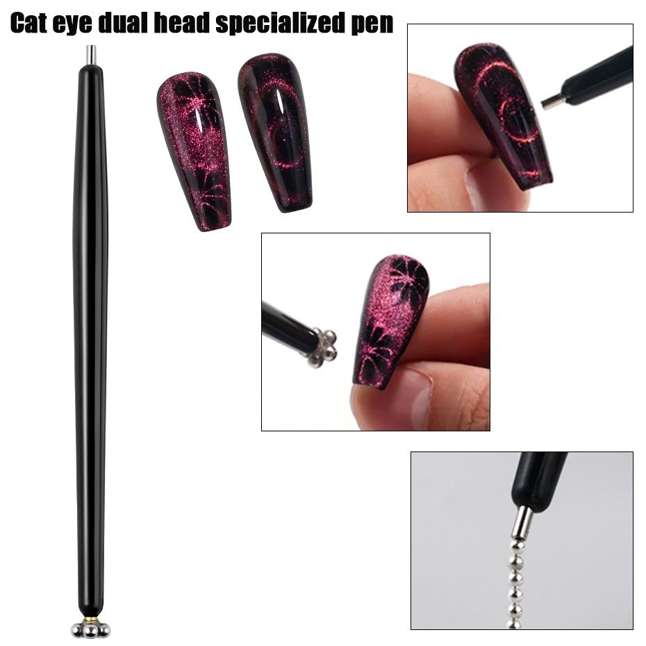 Nail Art Full Cat Eye - 1/2 قطعة قلم مغناطيسي فاخر برأسين