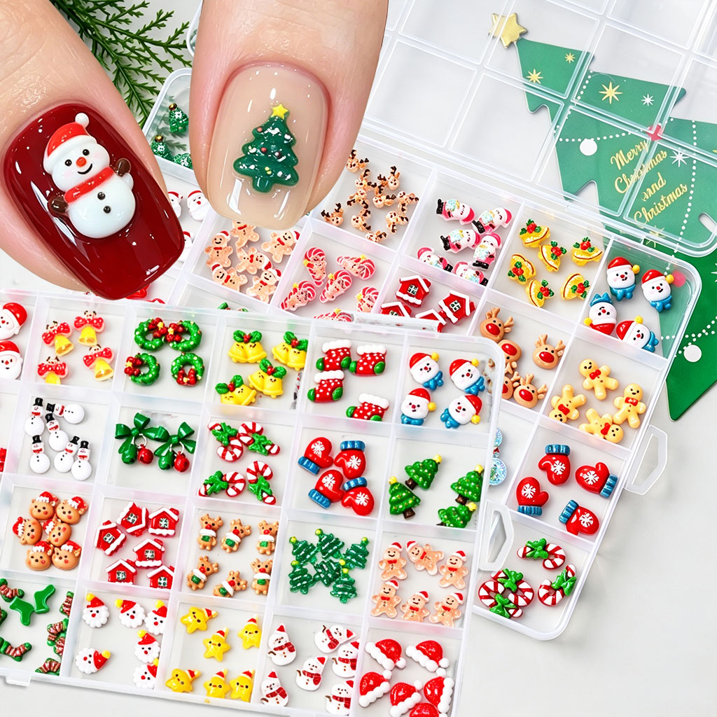 Nail Art Xmas - علبة واحدة تحتوي على زينة أظافر