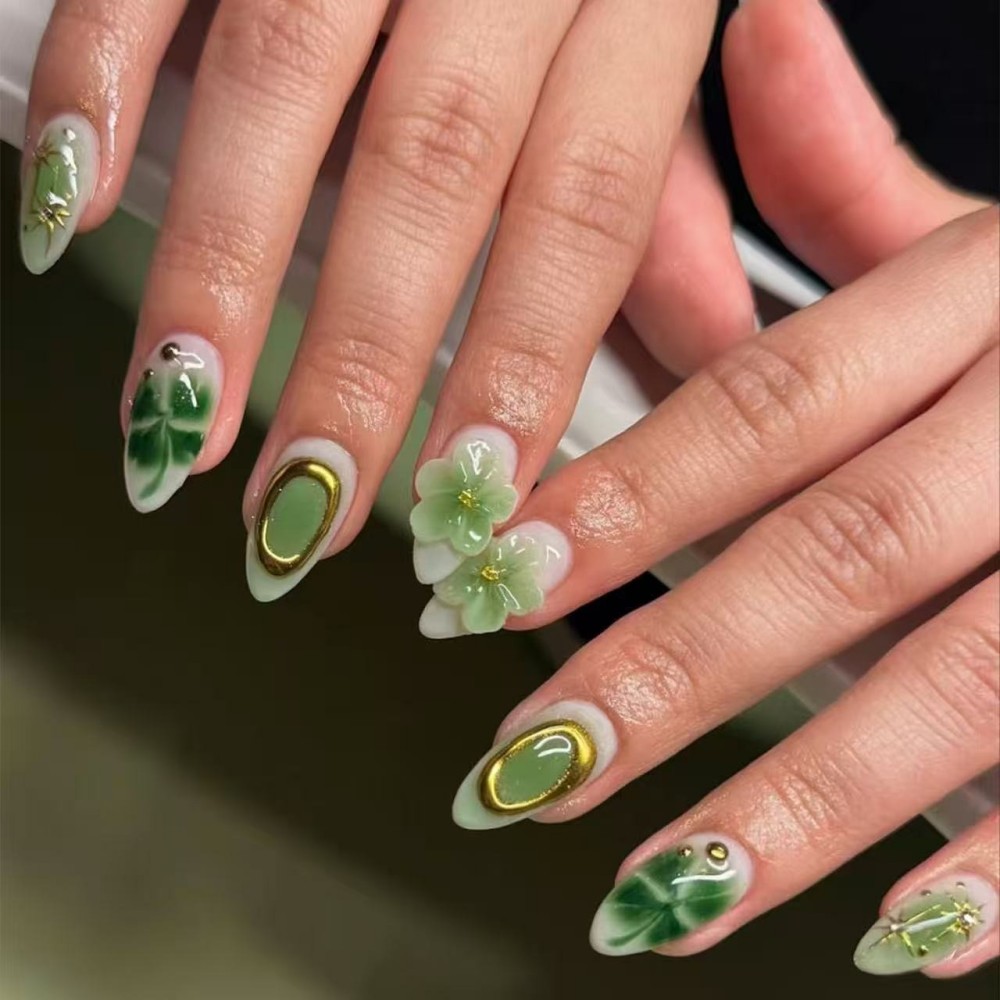 Nail Art Flower - 24 قطعة من الأظافر الاصطناعية الفاخرة