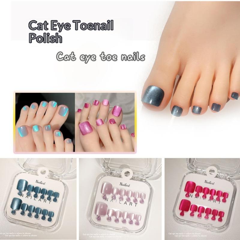 Nail Art Full Cat Eye - 10 قطع/علبة أظافر فرنسية صناعية لامعة