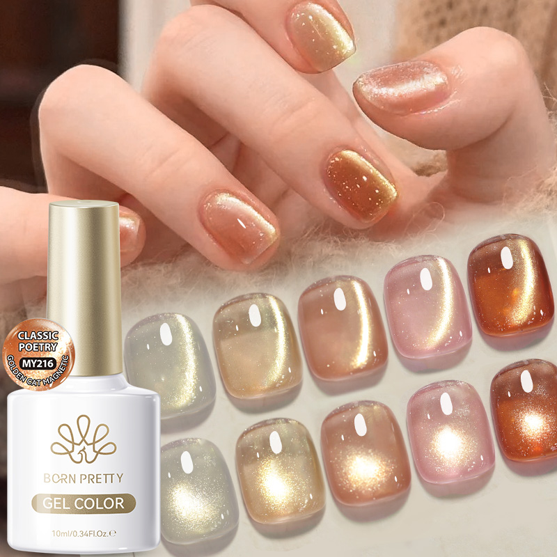 Nail Art Xmas - طلاء أظافر مغناطيسي وردي ذهبي من