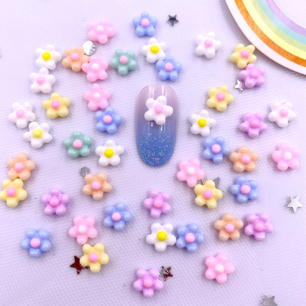 Nail Art Xmas - 100 قطعة من الزهور الصغيرة ثلاثية