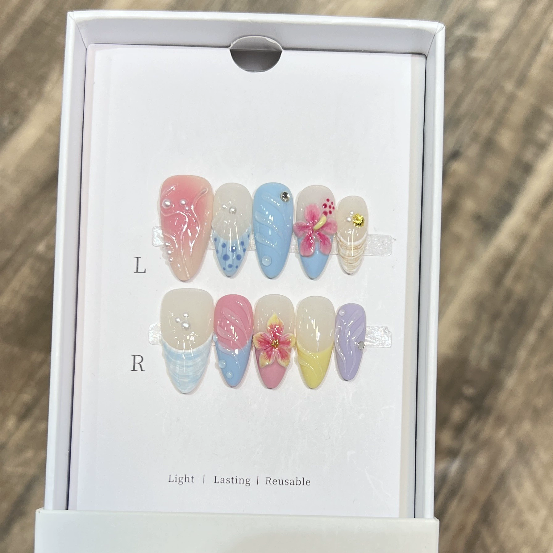 Nail Art Flower - 10 قطع من الأظافر الصناعية الناعمة