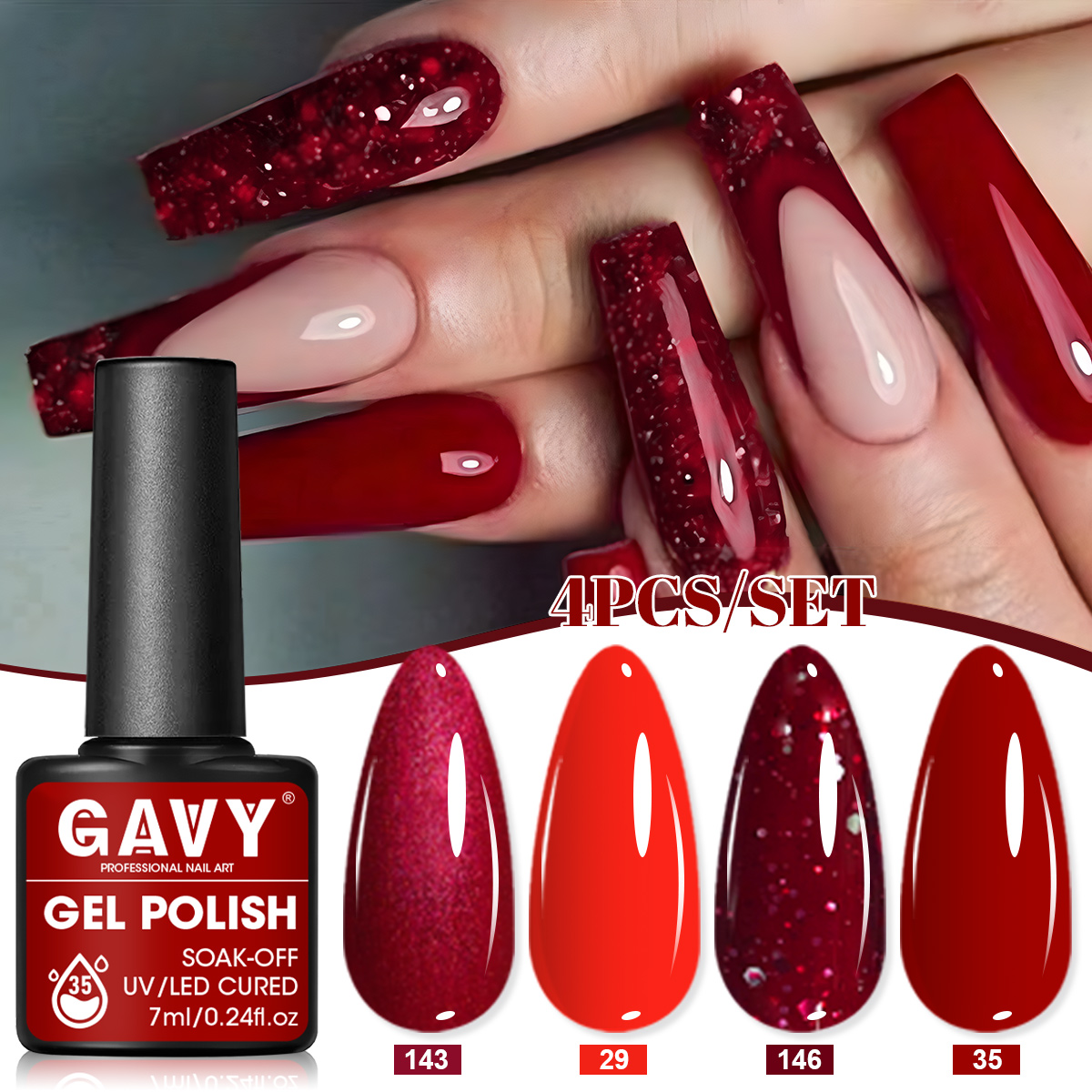 طقم طلاء أظافر جل لامع بلون ال - مراجعة Nail Art Burgundy وسعره