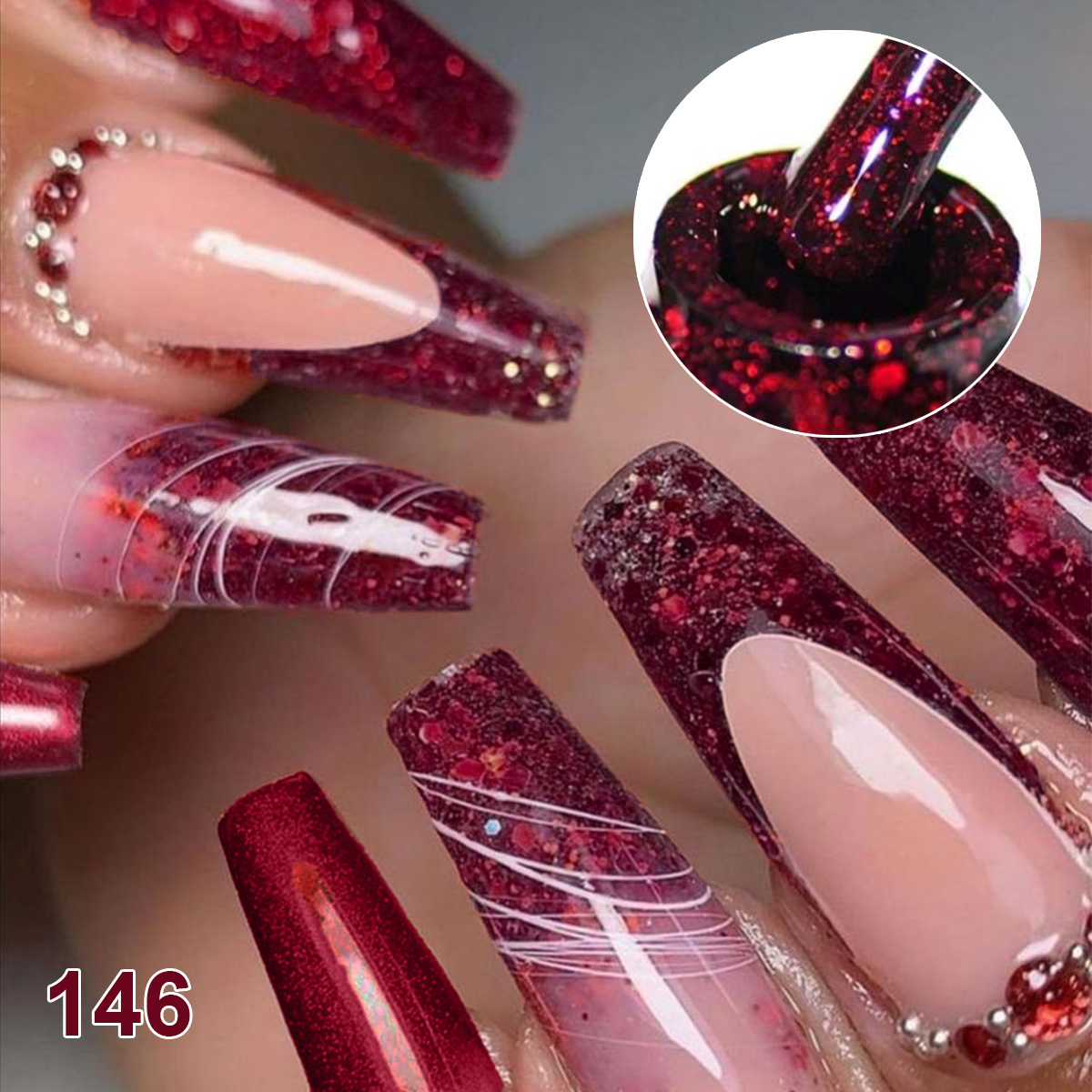 طقم طلاء أظافر جل لامع بلون ال - مراجعة Nail Art Burgundy وسعره