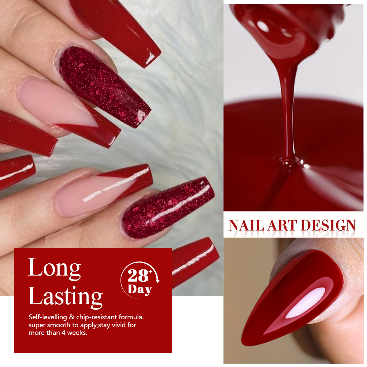 طقم طلاء أظافر جل لامع بلون ال - مراجعة Nail Art Burgundy وسعره