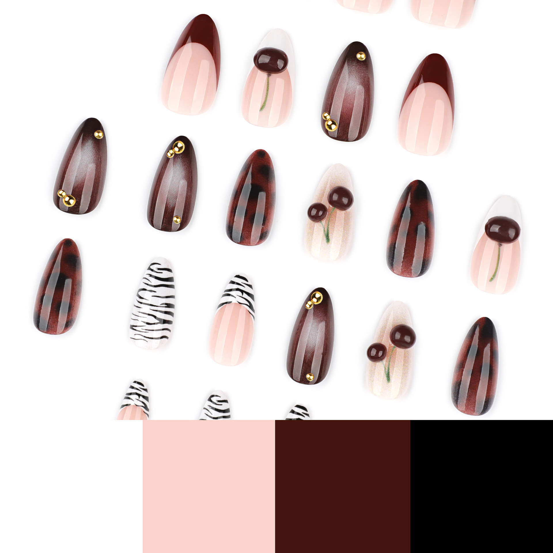 24 قطعة من الأظافر الصناعية بل - مراجعة Nail Art Burgundy وسعره