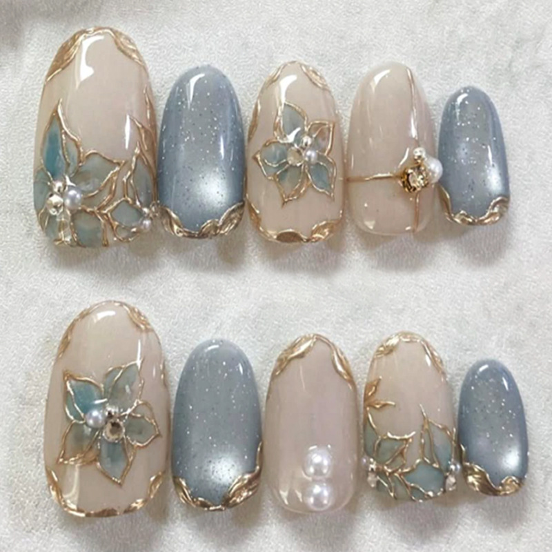 24 قطعة أظافر صناعية قصيرة بتص - مراجعة Nail Art Full Cat Eye وسعره