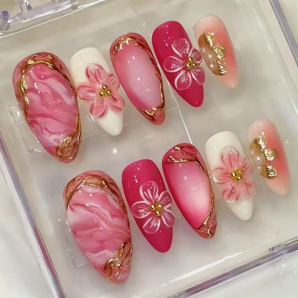 24 قطعة من الأظافر الاصطناعية  - مراجعة Nail Art Flower وسعره