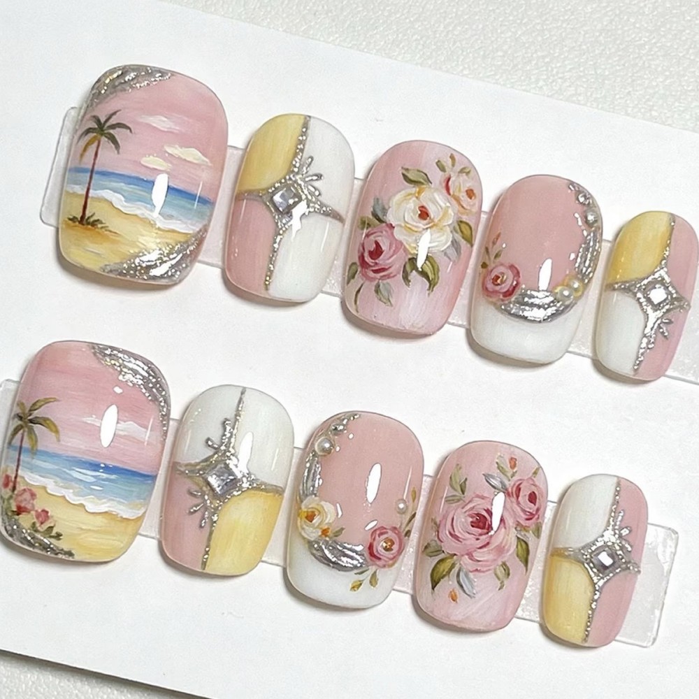 24 قطعة من الأظافر الاصطناعية  - مراجعة Nail Art Flower وسعره