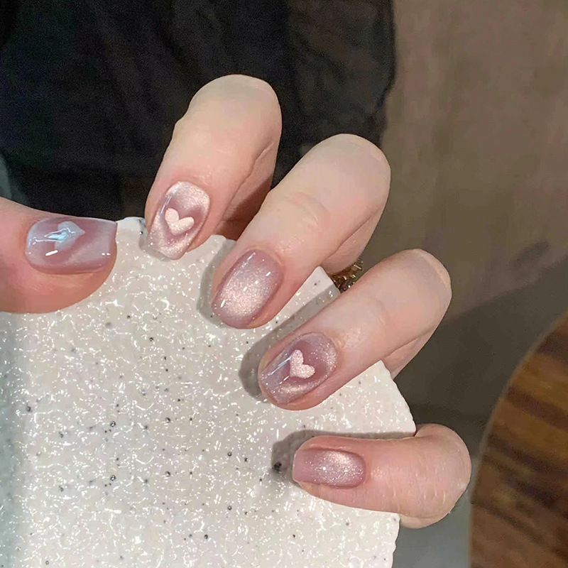 10 قطعة اليدوية قصيرة الصحافة  - مراجعة Nail Art Full Cat Eye وسعره