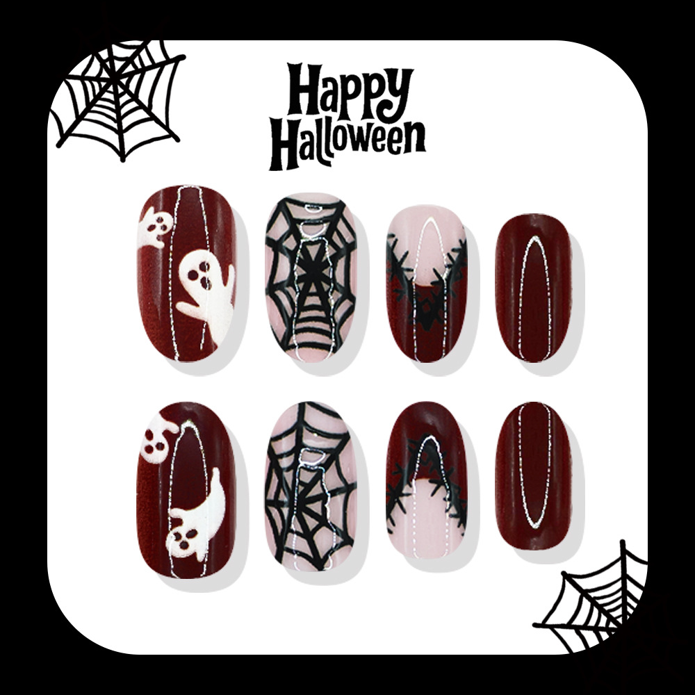 24 قطعة أظافر صناعية للهالوين  - مراجعة Nail Art Burgundy وسعره