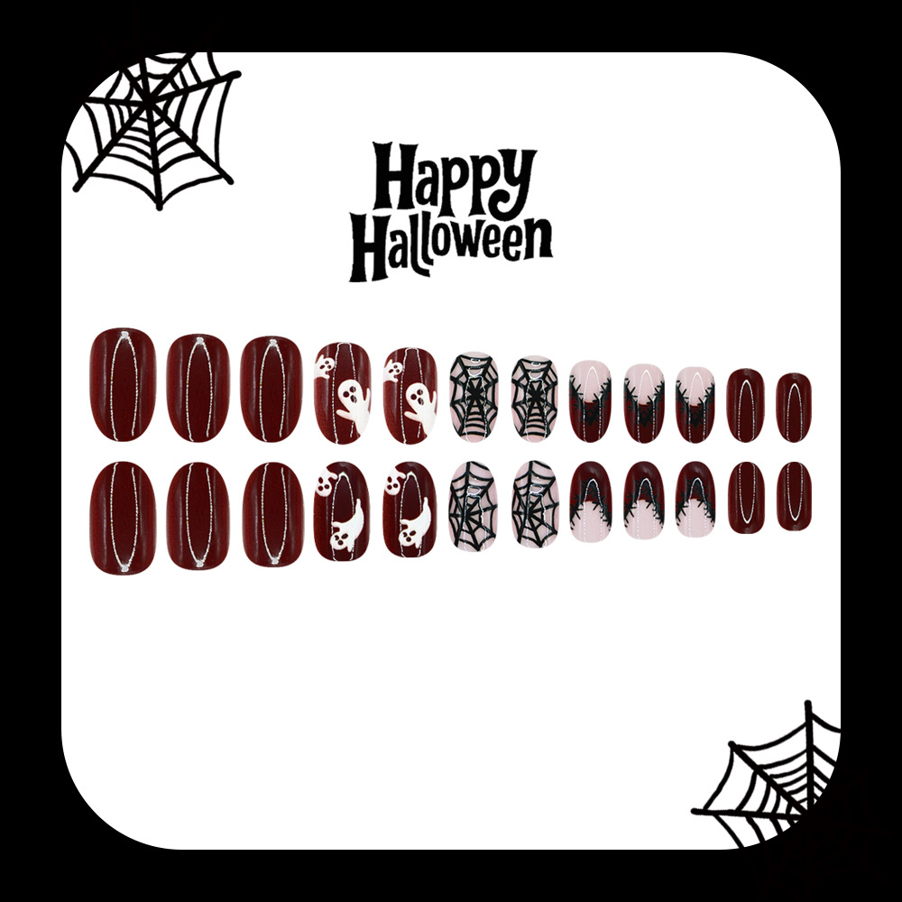 24 قطعة أظافر صناعية للهالوين  - مراجعة Nail Art Burgundy وسعره