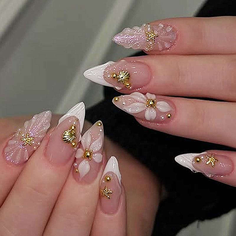 24 قطعة أظافر صناعية جاهزة لاص - مراجعة Nail Art Flower وسعره