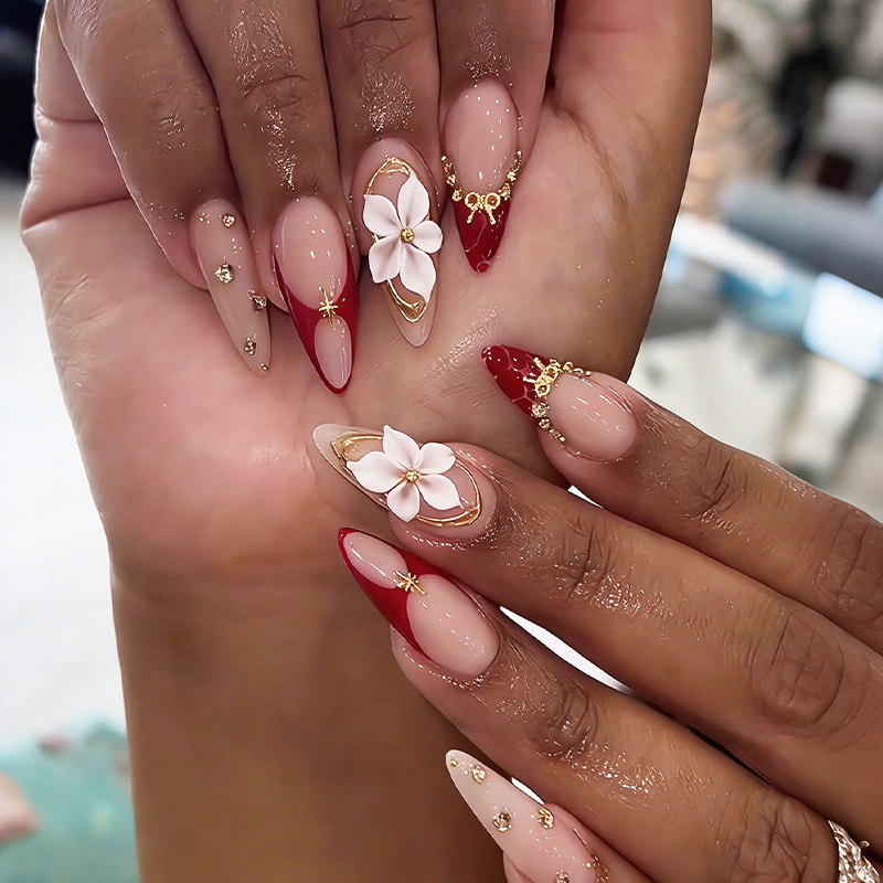 24 قطعة أظافر صناعية جاهزة لاص - مراجعة Nail Art Flower وسعره