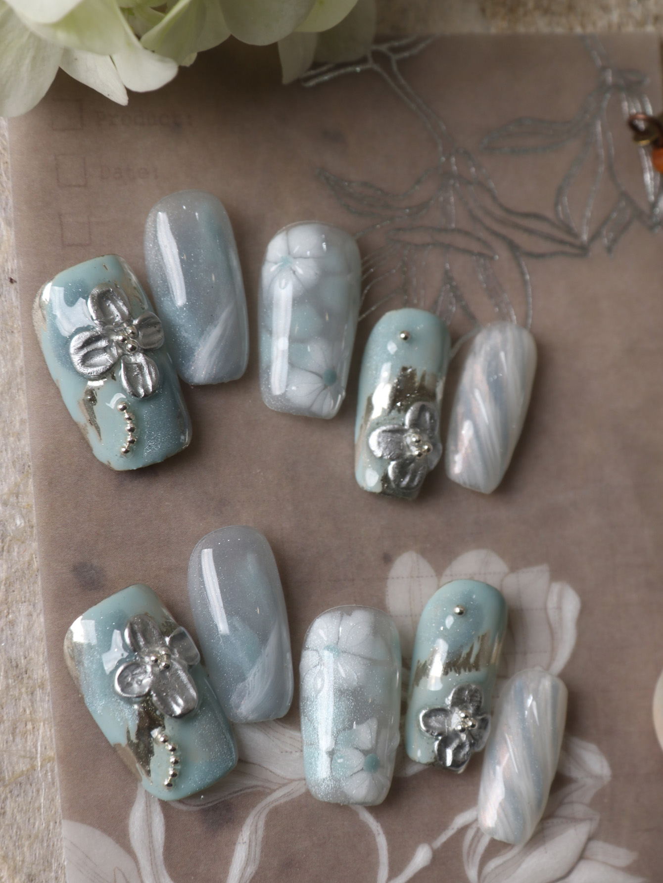 10 قطع من الأظافر الاصطناعية ب - مراجعة Nail Art Flower وسعره