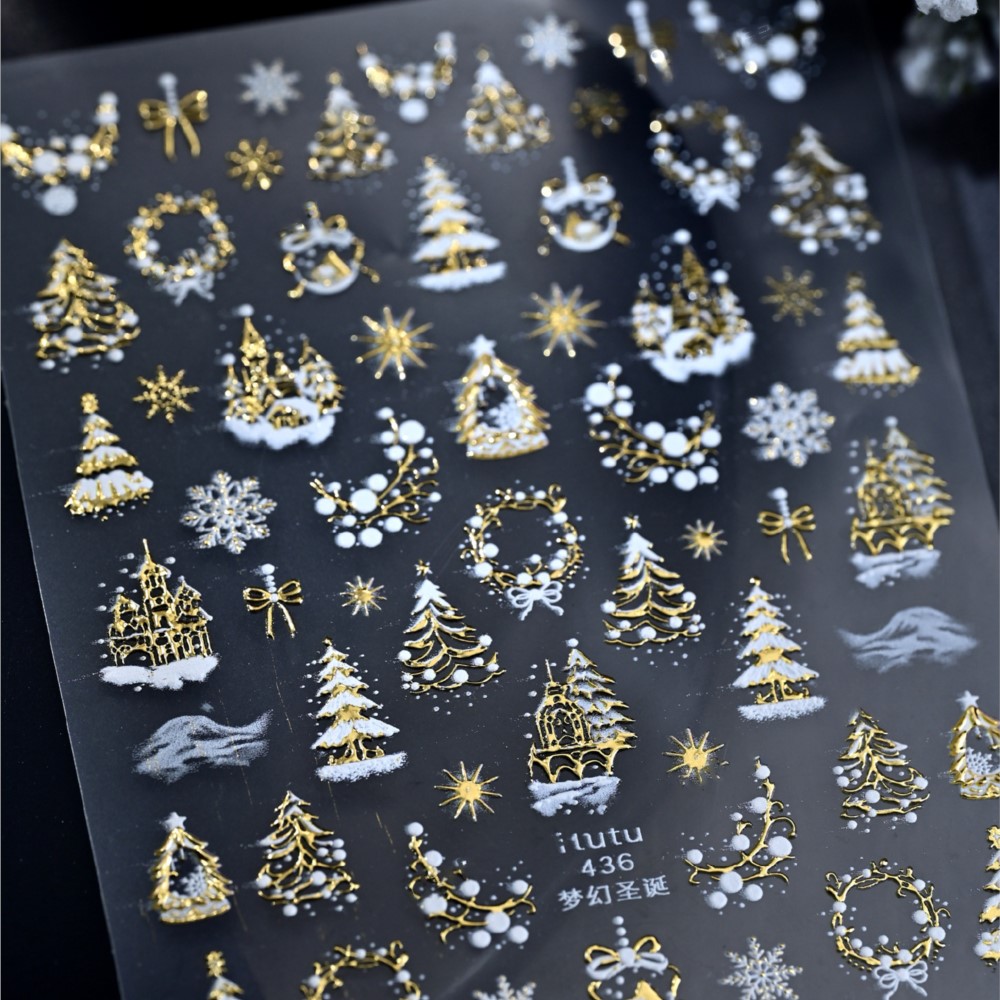 5D تنقش الذهب القلعة/الإكليل/ش - مراجعة Nail Art Xmas وسعره
