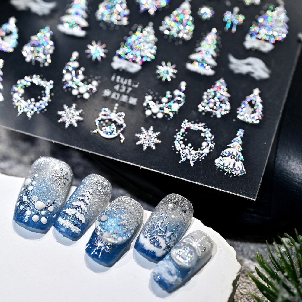 5D تنقش الذهب القلعة/الإكليل/ش - مراجعة Nail Art Xmas وسعره