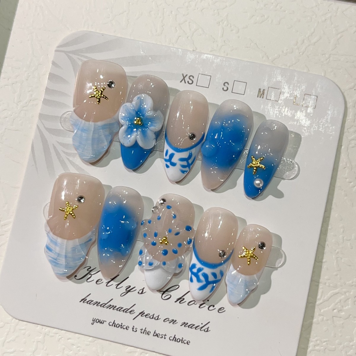 10 قطعة نمط جزيرة الصيف وهمية  - مراجعة Nail Art Flower وسعره