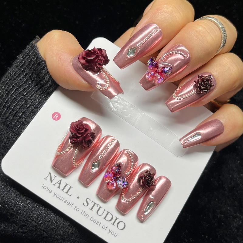 10 قطعة الذهب الوردي الصحافة ع - مراجعة Nail Art Burgundy وسعره