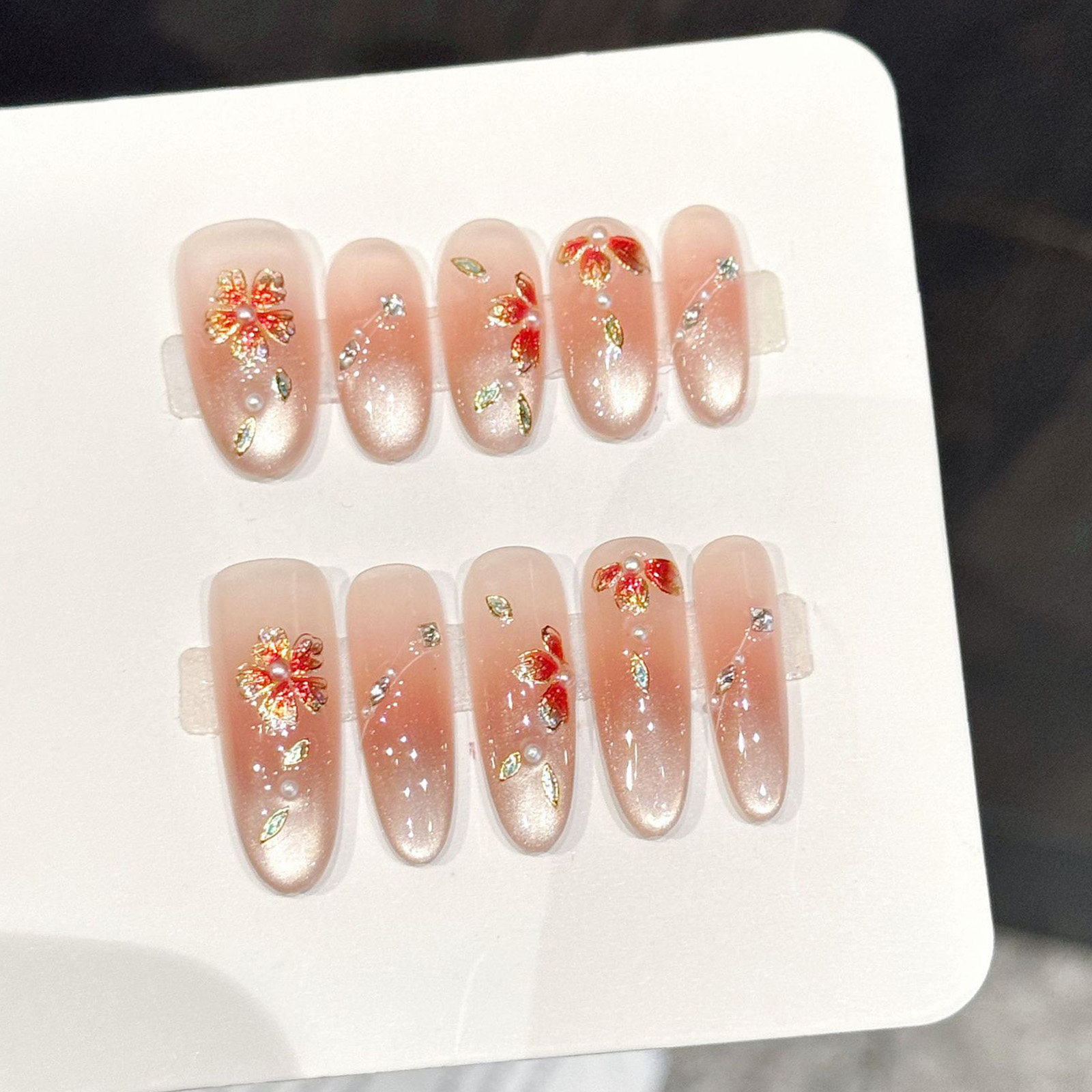 10 قطعة الأظافر وهمية اليدوية  - مراجعة Nail Art Flower وسعره
