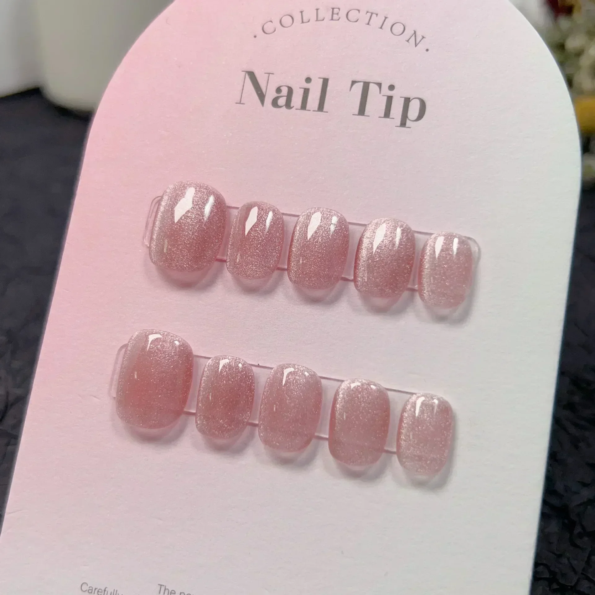 10 قطع أظافر صناعية قصيرة مصنو - مراجعة Nail Art Full Cat Eye وسعره